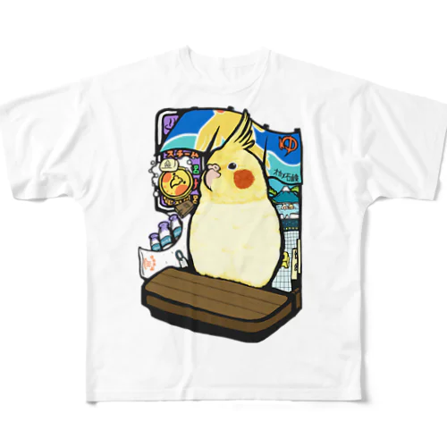 オカメインコの銭湯 フルグラフィックTシャツ