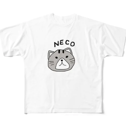 ねこ（NECO)　 フルグラフィックTシャツ