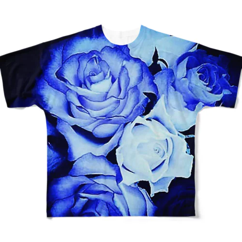 BLUE Rose All-Over Print T-Shirt