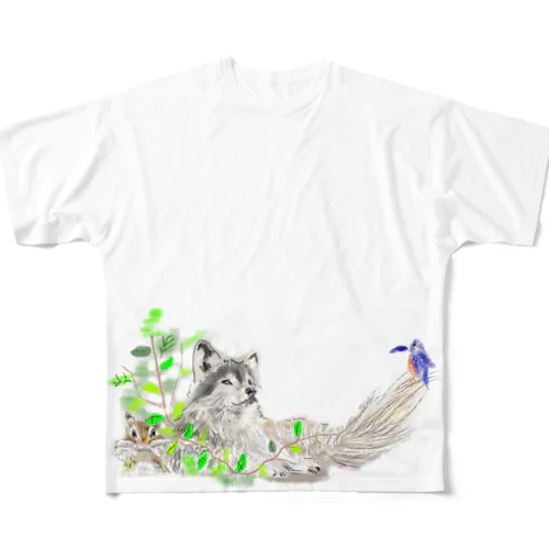 野生を忘れたオオカミ All-Over Print T-Shirt