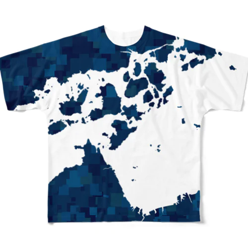 しまなみ海道/モザイクネイビー All-Over Print T-Shirt
