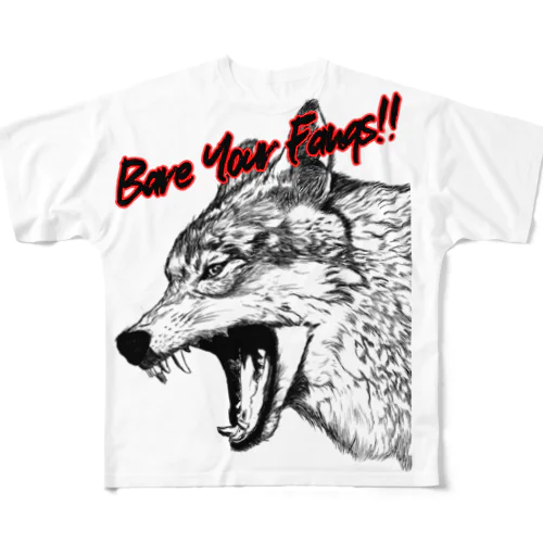 【Bare your Fangs!!】：Wolf All-Over Print T-Shirt
