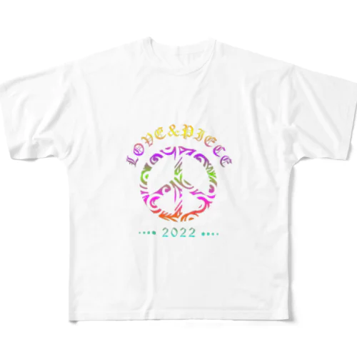 Love＆peaceシリーズRainbowcolorバージョン フルグラフィックTシャツ