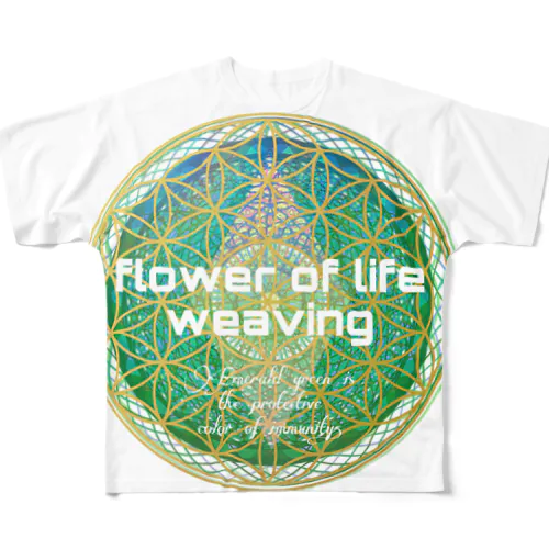 Flower of  Life waving  🌈LOGO version フルグラフィックTシャツ