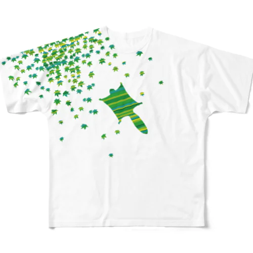 ムササビ in 新緑 フルグラフィックTシャツ