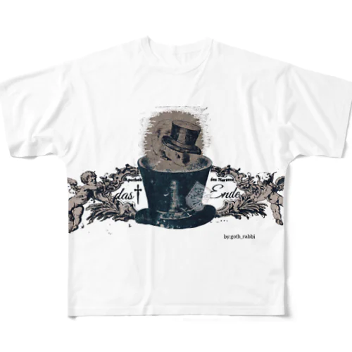 シルクハットと兎と天使達 All-Over Print T-Shirt