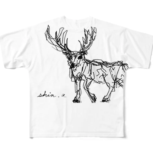 鹿 All-Over Print T-Shirt