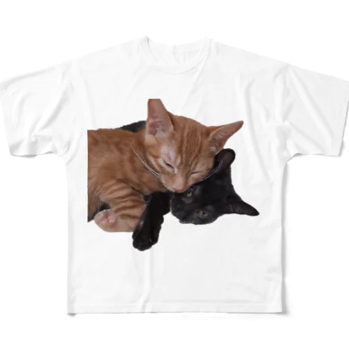 仲良しお昼寝猫 フルグラフィックTシャツ