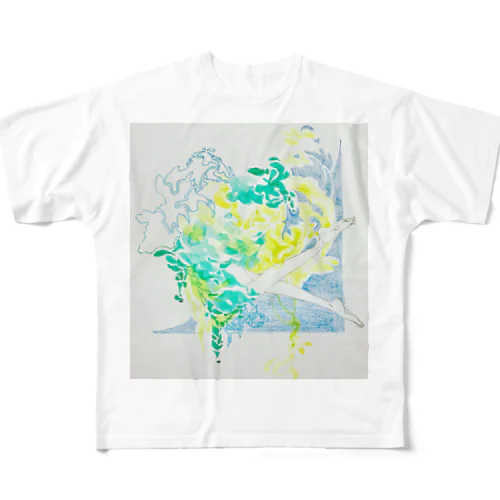 夏の日の水と泳ぐ All-Over Print T-Shirt