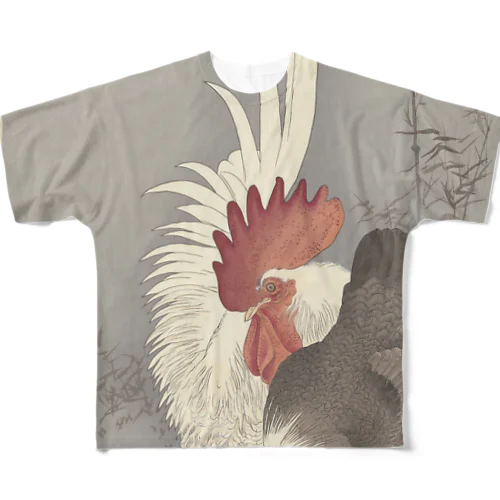 日本画　鶏　 フルグラフィックTシャツ