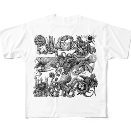 博物画 フルグラフィックTシャツ