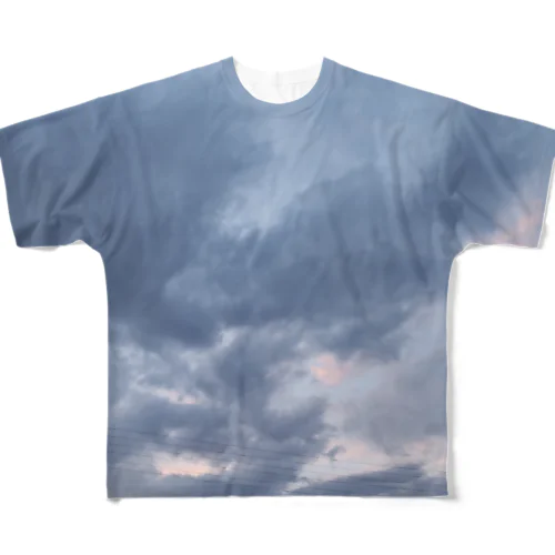 鉄骨と夕暮れの空 フルグラフィックTシャツ