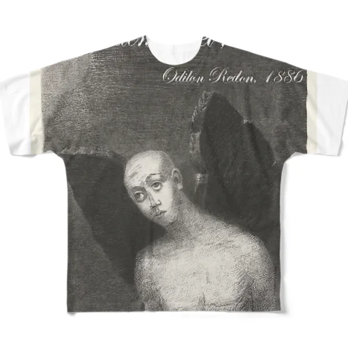 堕天使/The fallen angel , Odilon Redon, 1886 フルグラフィックTシャツ