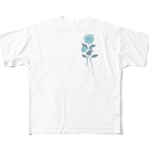 廃退の薔薇[水色] All-Over Print T-Shirt