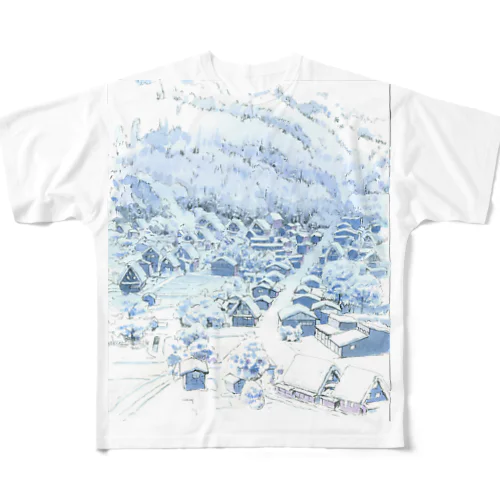 白川郷　冬 All-Over Print T-Shirt