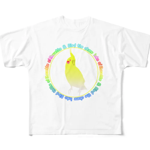 オカメインコシルエット フルグラフィックTシャツ