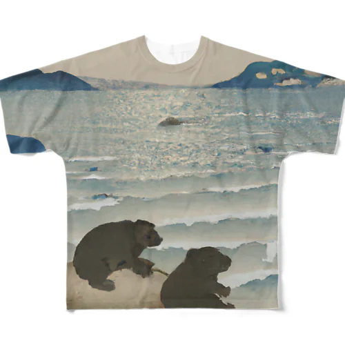 海を眺めるクマ All-Over Print T-Shirt