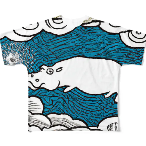 跳ぶカバ君の日本風 All-Over Print T-Shirt