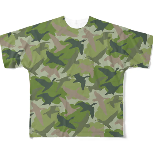 雁迷彩（カーキ） All-Over Print T-Shirt