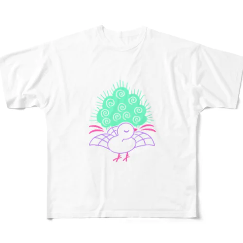 麻雀🀄️一索(イーソー) フルグラフィックTシャツ