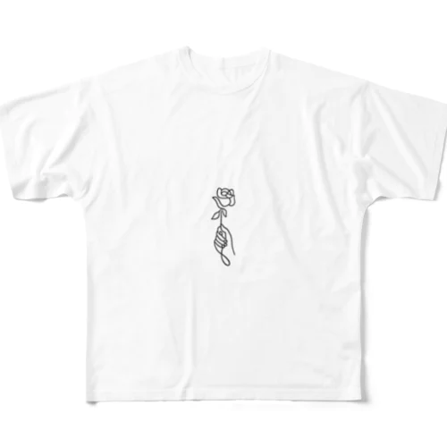 バラ フルグラフィックTシャツ