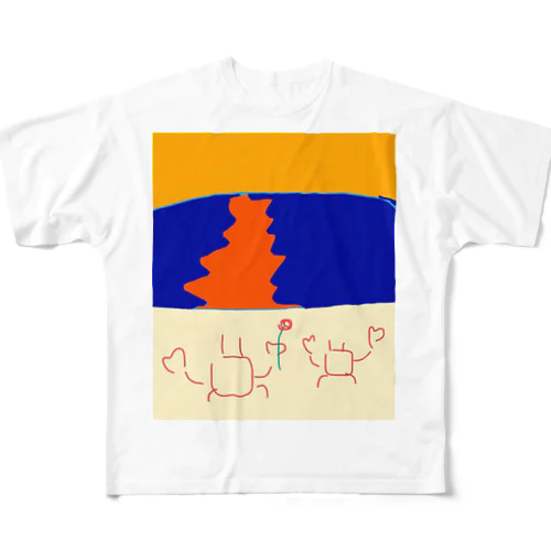 夕暮れ浜辺のプロポーズ All-Over Print T-Shirt