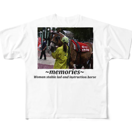 競馬イラスト　女性厩務員と誘導馬 フルグラフィックTシャツ