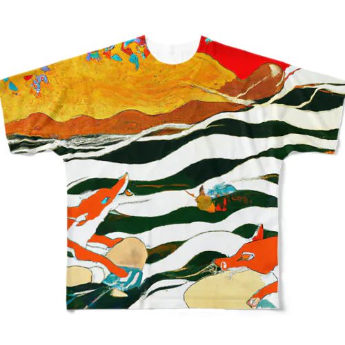 きつねの波乗り All-Over Print T-Shirt