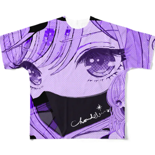 PURPLE GAZE 0571 ガーリーマガジン 目ヂカラ強め ギャル フルグラフィックTシャツ