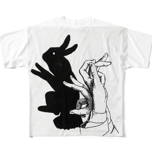 Hand shadowgraph Rabbit フルグラフィックTシャツ