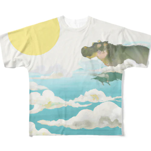カバ泳ぐ空 All-Over Print T-Shirt
