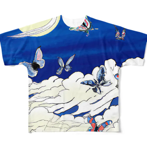 蝶と月 All-Over Print T-Shirt