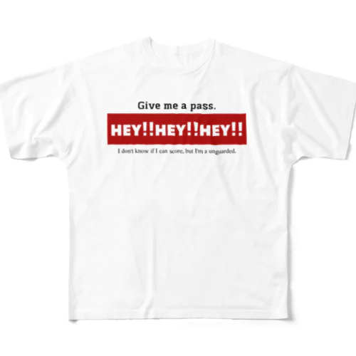 パスくれ (Red×黒文字) フルグラフィックTシャツ