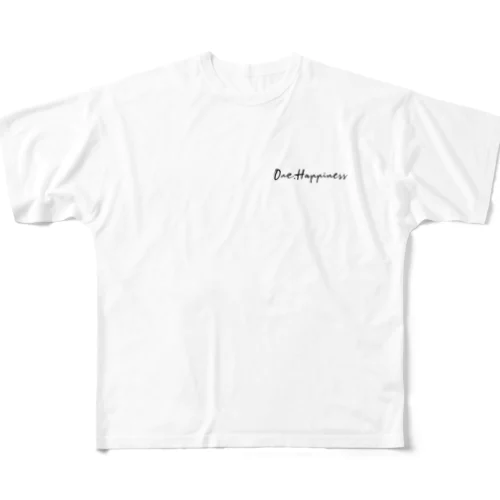 One:Happiness　ワンポイント　ロゴデザイン フルグラフィックTシャツ