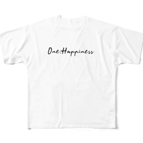 One:Happiness　ロゴデザイン フルグラフィックTシャツ