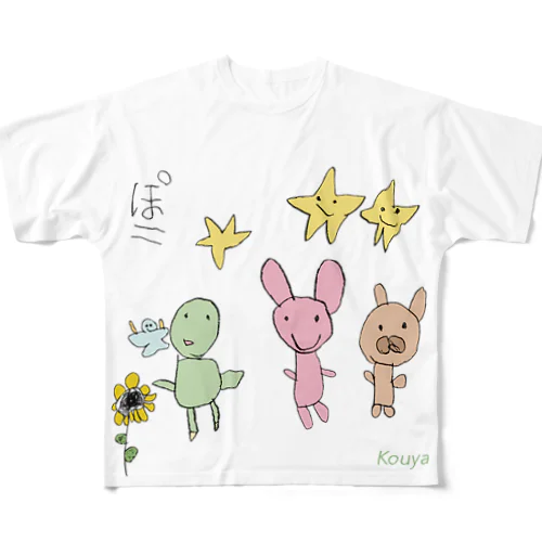 ぽこ フルグラフィックTシャツ