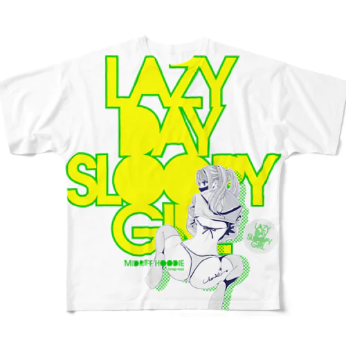 LAZY DAY SLOOPY GIRL 0573 パーカー女子 エロポップ ロゴ フルグラフィックTシャツ