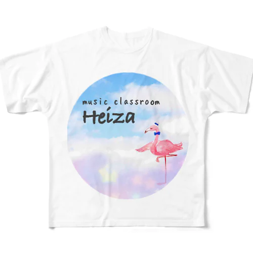 雲の上heizaフラミンゴ フルグラフィックTシャツ