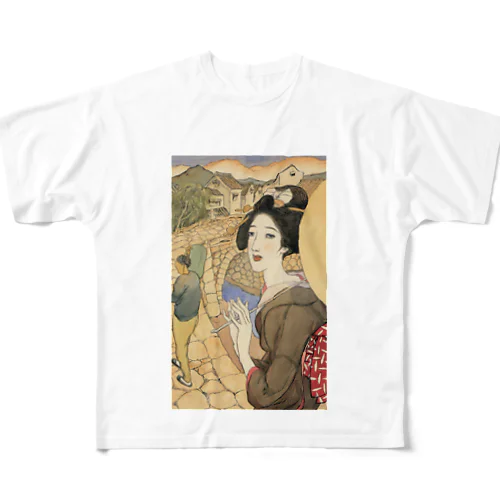 竹久夢二_長崎十二景 眼鏡橋 All-Over Print T-Shirt