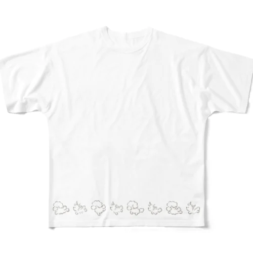  ぷぷまる　おいかけっこ クロ線  All-Over Print T-Shirt