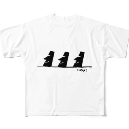 今日もモアイが3人並んでるモアイ☆ All-Over Print T-Shirt
