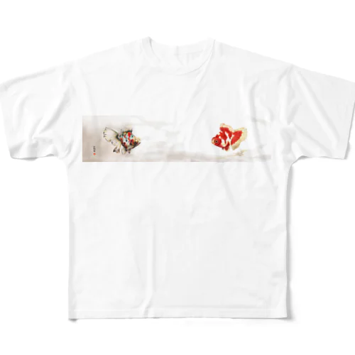 【金魚】蝶尾～秋紅～ All-Over Print T-Shirt