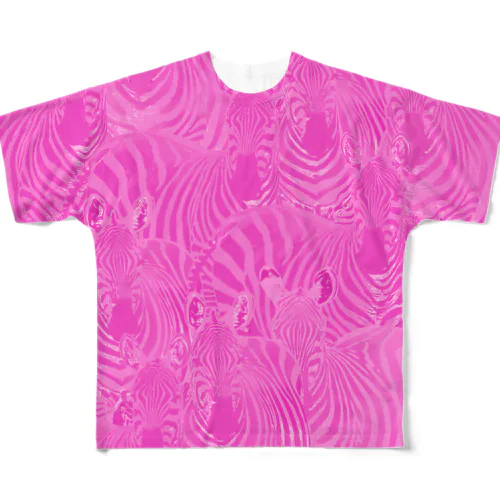 Pink Zebra by MiYoKa-BISH All-Over Print T-Shirt