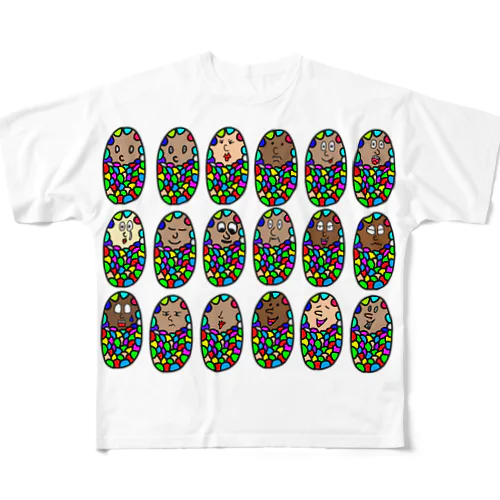 Rainbow Minomushi Full Members All-Over Print T-Shirt