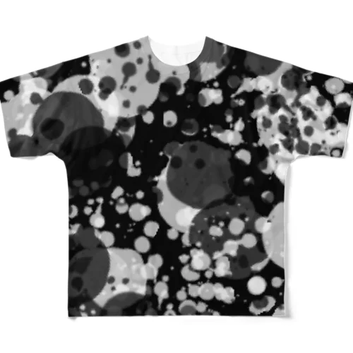 monotone bubbles  フルグラフィックTシャツ