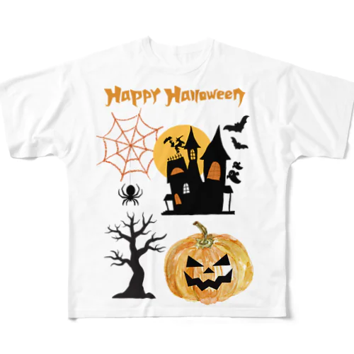 ハッピーハロウィン♫お菓子くれー！ フルグラフィックTシャツ