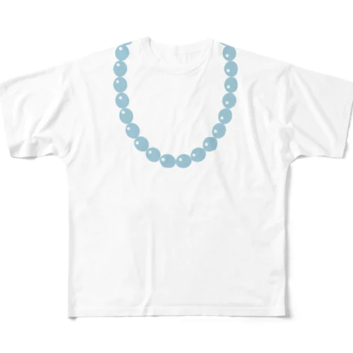 トロンプルイユ⭐︎水色ネックレス フルグラフィックTシャツ