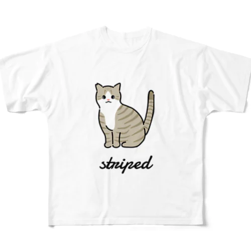 striped フルグラフィックTシャツ