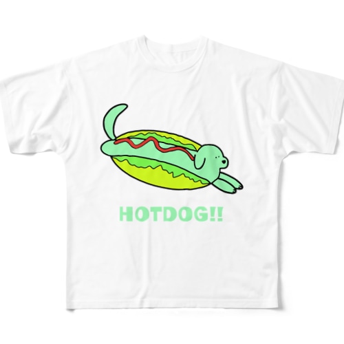 HOTDOG(GREEN) All-Over Print T-Shirt