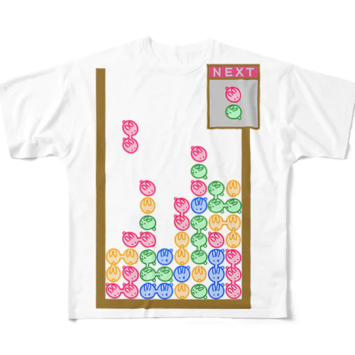 某落ちゲー風うさぎ裏付き フルグラフィックTシャツ